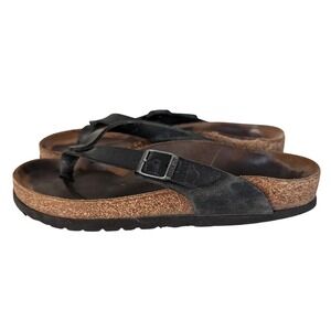 Birkenstock Mayari Brown Leather Cork Footbed Toe Loop Sandal 7/38 Women Germany